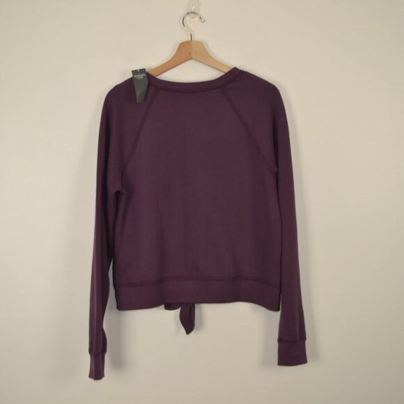 Abercrombie & Fitch Crewneck Pullover Tie Hem Womens M Sweatshirt Purple Cropped - Picture 4 of 9